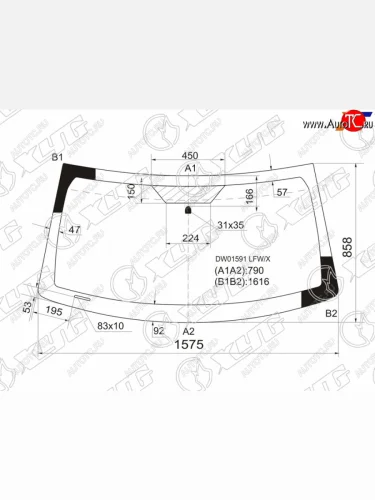 Стекло лобовое (Возможна установка на компл-цию с датчиком дождя) XYG Jeep Grand Cherokee WK (2004-2010)