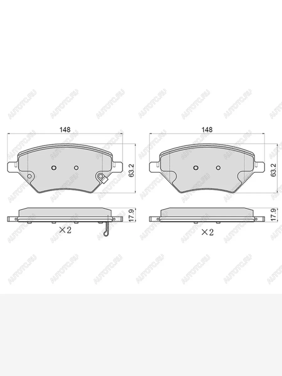Колодки тормозные передние (148х63,2Х17.9 mm) CHERY Chery Tiggo 8 1 T18 рестайлинг (2019-2023)  с доставкой в г. Керчь
