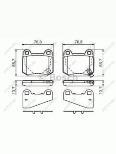 Колодки тормозные задние (4шт.) BOSCH Mitsubishi Lancer 9 CS универсал 1-ый рестайлинг (2003-2005)