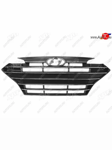 Решетка радиатора (с отв. под сонары) SAT (все полосы хром) Hyundai Elantra  AD (2018-2020) рестайлинг