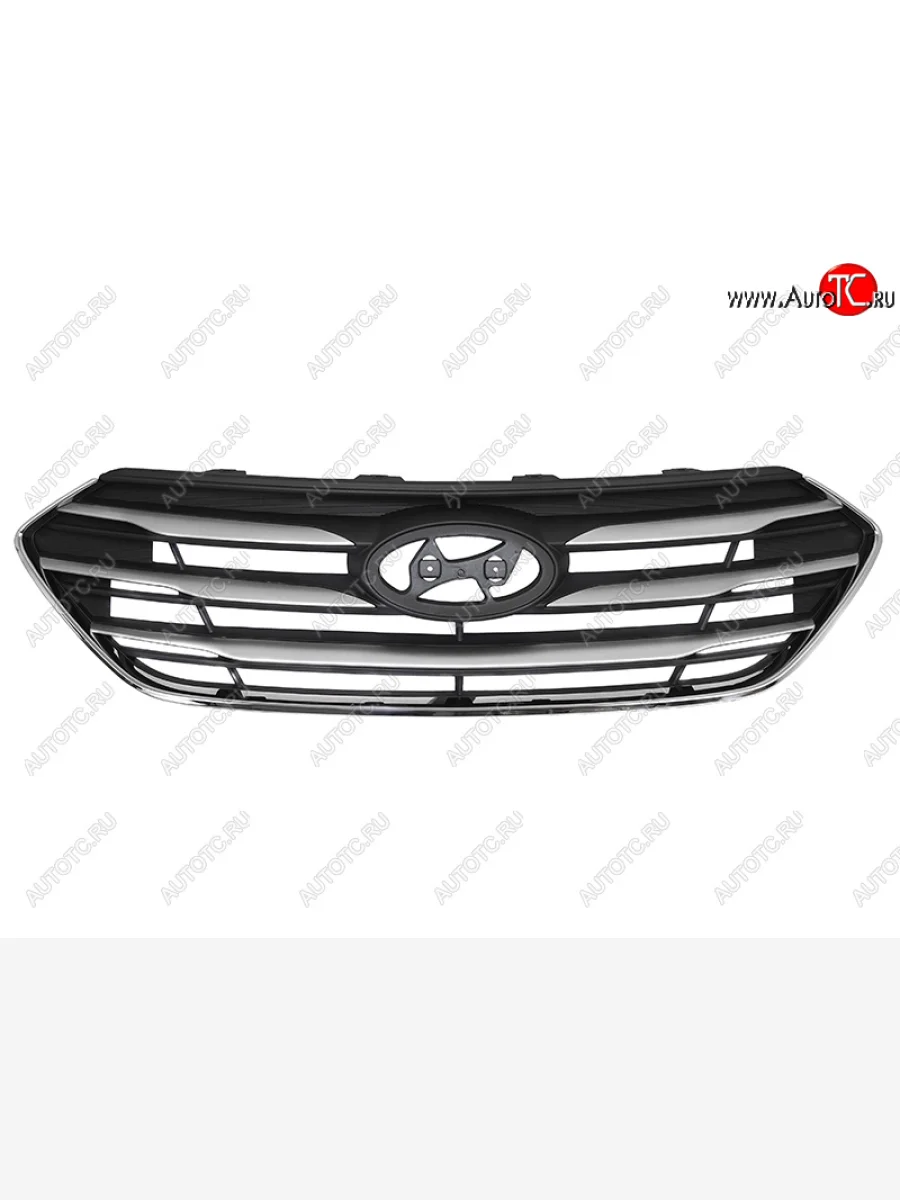 Решетка радиатора SAT Hyundai Santa Fe DM рестайлинг (2015-2019) (хром)  в Перми Пермском крае