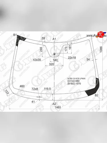 Стекло лобовое (Датчик дождя VIN 2012-2014) XYG Volvo XC90 C 1-ый рестайлинг (2006-2009)