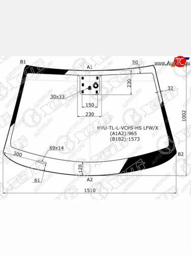 Стекло лобовое (Датчик дождя Место под датчик запотевания) XYG Hyundai Tucson TL рестайлинг (2018-2021)