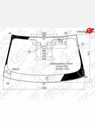 Стекло лобовое (Датчик дождя Молдинг 4D SED5D WGN) XYG BMW 5 серия  G30 (2016-2020) дорестайлинг, седан