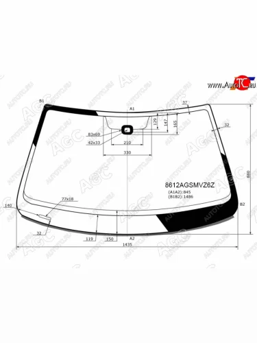 Стекло лобовое (Датчик дождя Молдинг Сборка Россия) AGC Volkswagen Jetta A6 седан дорестайлинг (2011-2015)