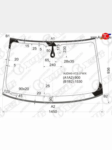 Стекло лобовое (Датчик дождя Молдинг) XYG Audi A4  B8 (2011-2015) рестайлинг, седан, рестайлинг, универсал