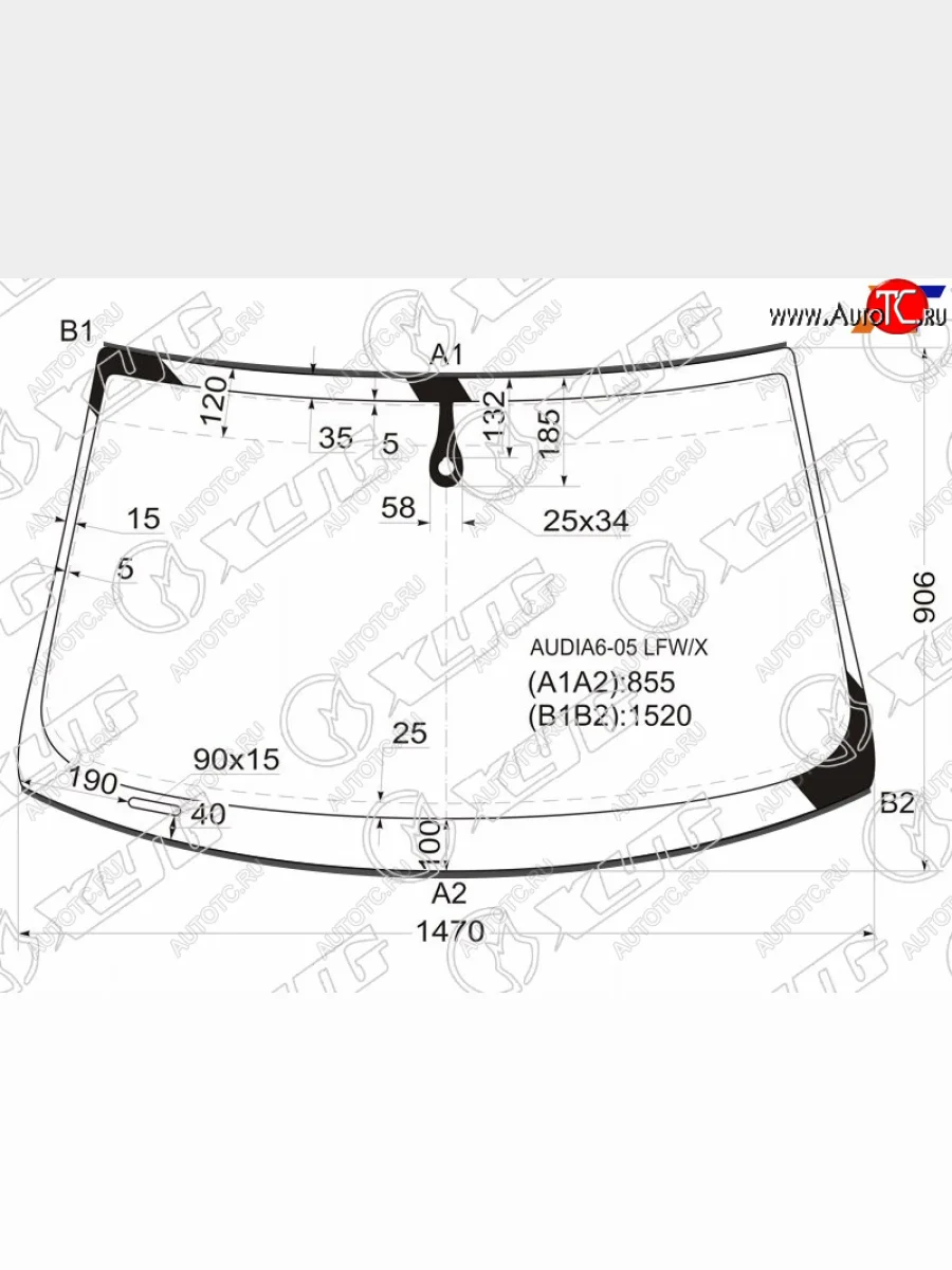 Стекло лобовое (Датчик дождя Молдинг) XYG Audi A6 C6 дорестайлинг, универсал (2004-2008)  с доставкой в г. Пермь