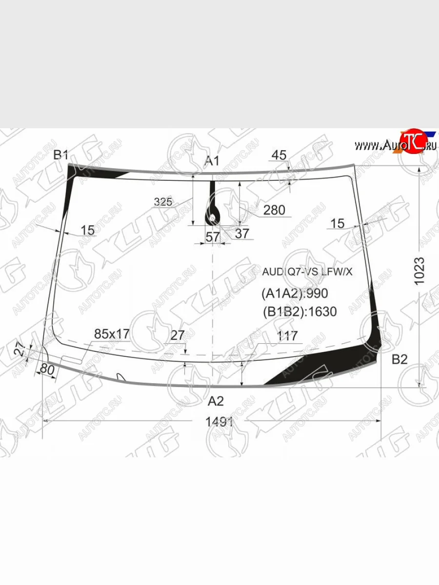 Стекло лобовое (Датчик дождя Молдинг) XYG Audi Q7 4L дорестайлинг (2005-2009)  с доставкой в г. Пермь