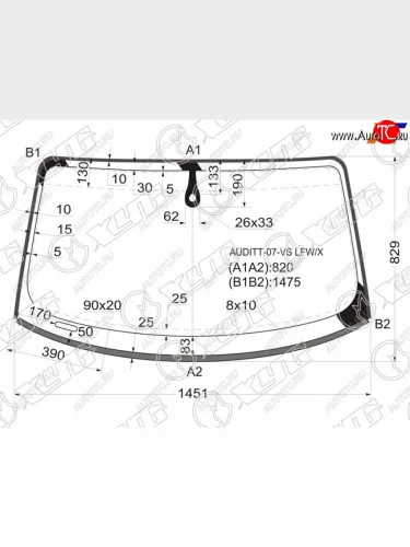 Стекло лобовое (Датчик дождя Молдинг) XYG Audi TT 8J дорестайлинг, купе (2006-2010)