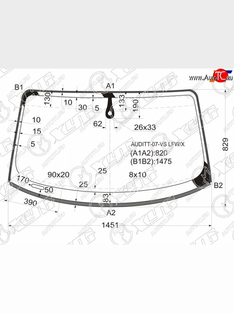 Стекло лобовое (Датчик дождя Молдинг) XYG  Audi TT (2006-2014) 8J  в Керчи Республика Крым
