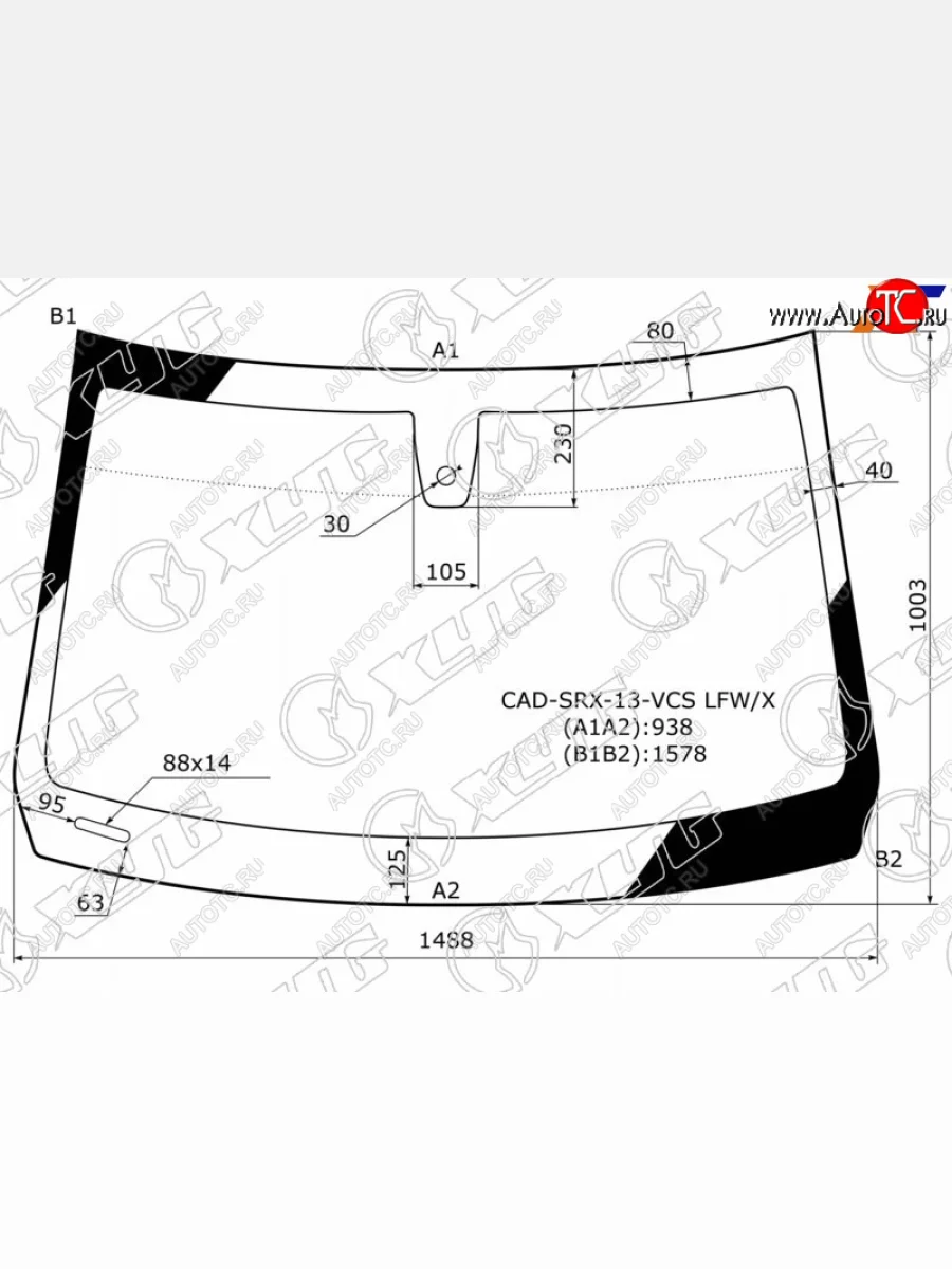 Стекло лобовое (Датчик дождя Молдинг) XYG  Cadillac SRX (2013-2017)  в Керчи Республика Крым