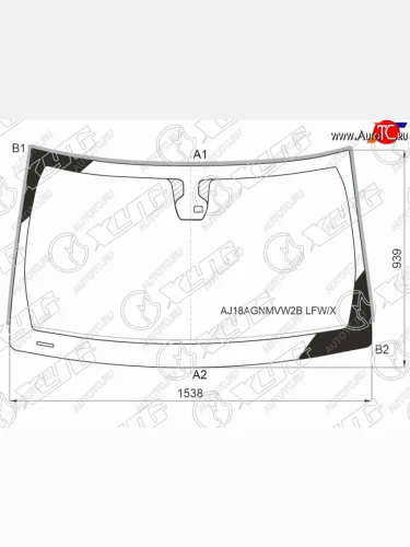 Стекло лобовое (Датчик дождя Молдинг) XYG Dodge Durango  WK2 (2013-2020) 1-ый рестайлинг