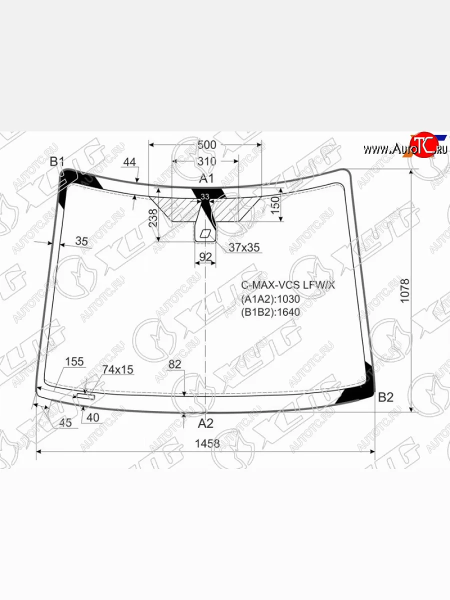 Стекло лобовое (Датчик дождя Молдинг) XYG Ford C-max Mk1 доресталинг (2003-2007)  с доставкой в г. Пермь