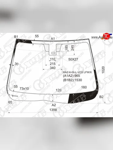 Стекло лобовое (Датчик дождя Молдинг) XYG Mazda 6 GH дорестайлинг лифтбэк (2007-2010)