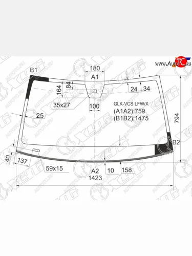 Стекло лобовое (Датчик дождя Молдинг) XYG Mercedes-Benz GLK class X204 дорестайлинг (2008-2012)