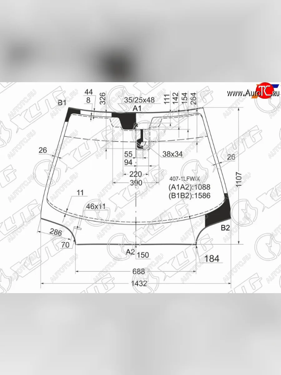 Стекло лобовое (Датчик дождя Молдинг) XYG Peugeot 407 седан (2004-2010)  в Перми Пермском крае