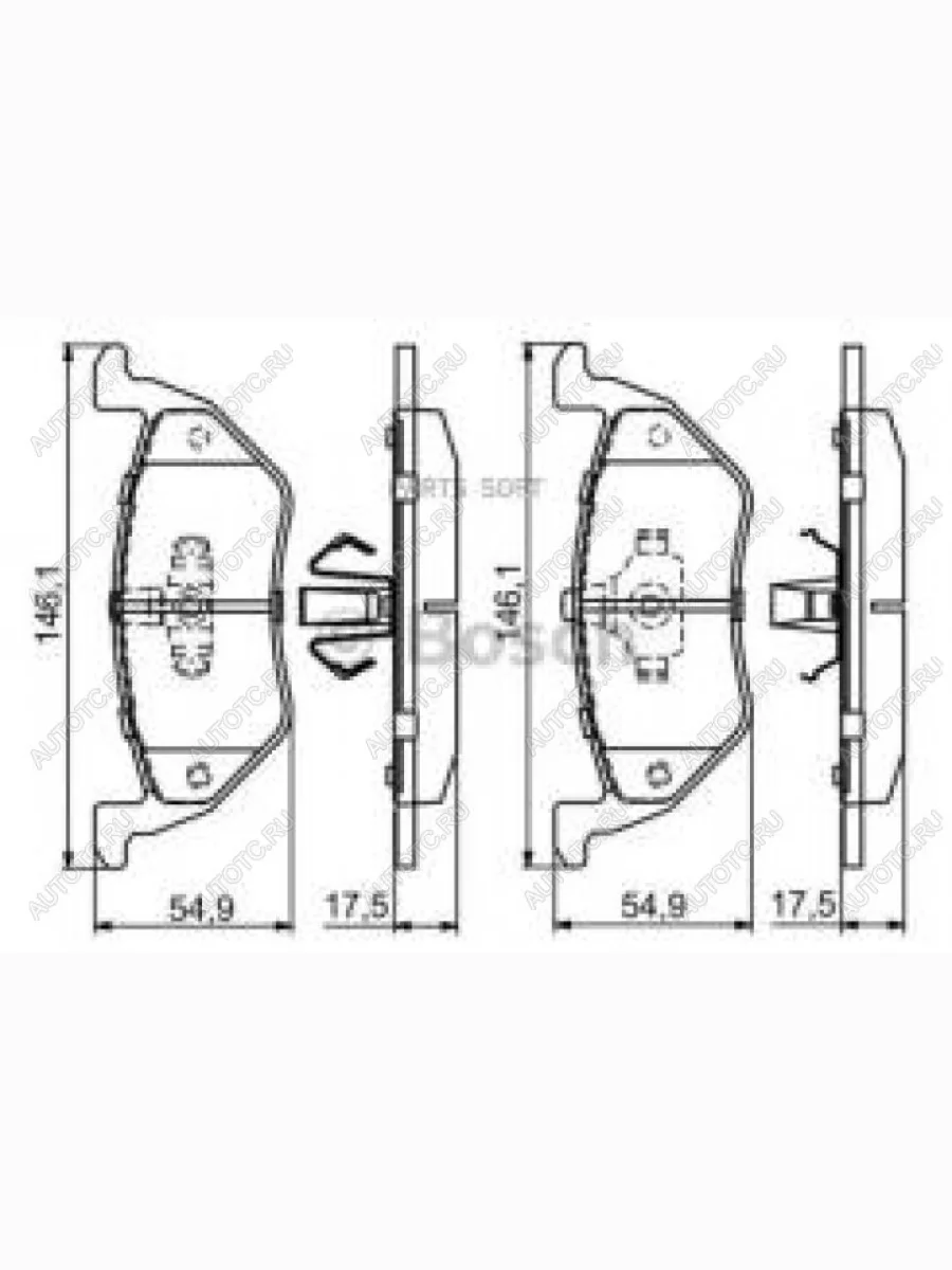 Колодки тормозные задние (4шт.) BOSCH Mazda Tribute  дорестайлинг (2000-2007)  в Керчи Республика Крым