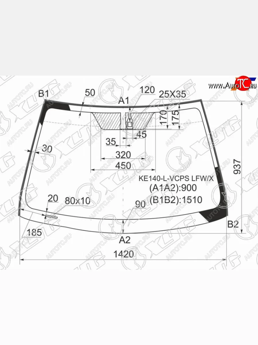 Стекло лобовое (Датчик дождя Молдинг) XYG Toyota Corolla E150 седан рестайлинг (2009-2013)  в Перми Пермском крае