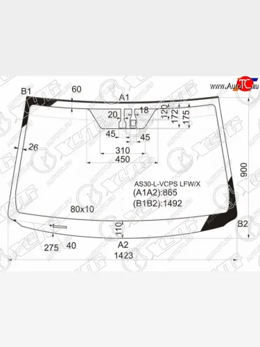 Стекло лобовое (Датчик дождя Молдинг) XYG Toyota RAV4 XA305 5 дв. дорестайлинг (2005-2009)