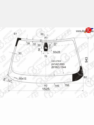 Стекло лобовое (Прямоугольный датчик дождя) XYG BMW 5 серия ( E60,  E61) (2003-2007) седан дорестайлинг, универсал дорестайлинг