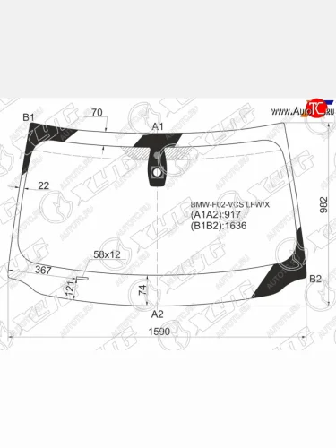 Стекло лобовое (Датчик дождя) XYG BMW 7 серия F01-F04 седан (2008-2015)