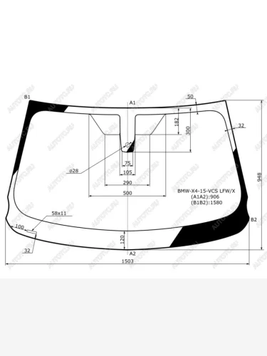 Стекло лобовое (Датчик дождя) XYG BMW X4  F26 (2014-2018)