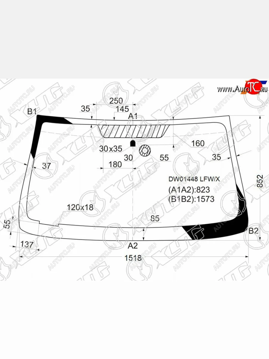 Стекло лобовое (Датчик дождя) XYG Chevrolet Trailblazer GMT360 дорестайлинг (2001-2006)  в Керчи Республика Крым
