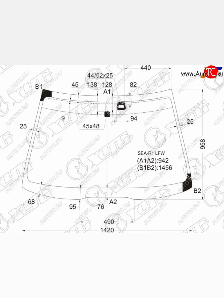 Стекло лобовое (Датчик дождя) XYG  Honda Accord (2002-2008) 7 CL, 7 CM
