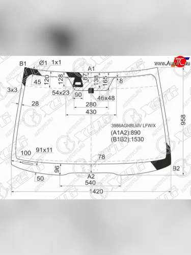 Стекло лобовое (Датчик дождя) XYG Acura TSX CL9 седан (2003-2008)