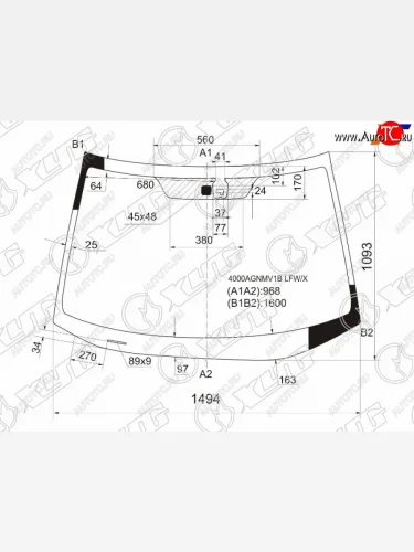Стекло лобовое (Датчик дождя) XYG Honda CR-V RE1,RE2,RE3,RE4,RE5,RE7 дорестайлинг (2007-2010)