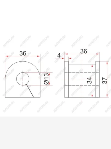 Втулка стабилизатора заднего (13 мм) SAT Toyota Corolla  E90 (1987-1991) седан дорестайлинг, седан рестайлинг