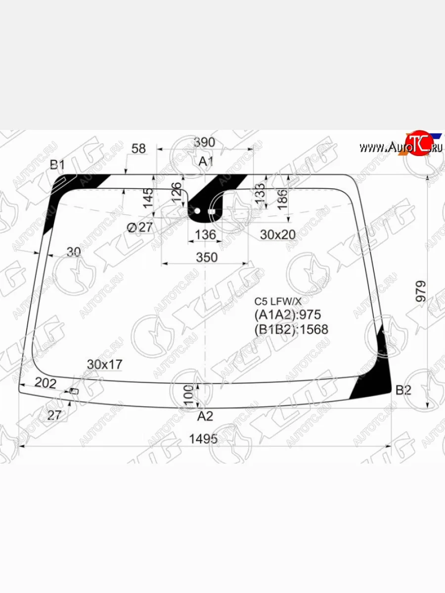 Стекло лобовое (Датчик дождя) XYG CITROEN C5 X40,DC лифтбэк дорестайлинг (2000-2004)  в Самаре Самарской области
