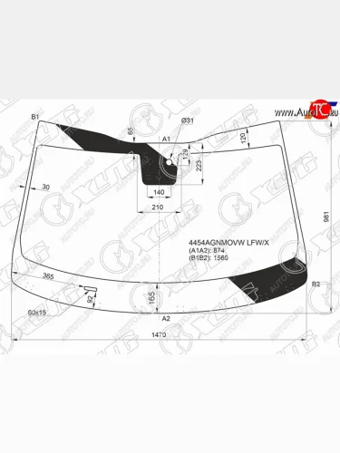Стекло лобовое (Датчик дождя) XYG KIA Stinger (2017-2025)