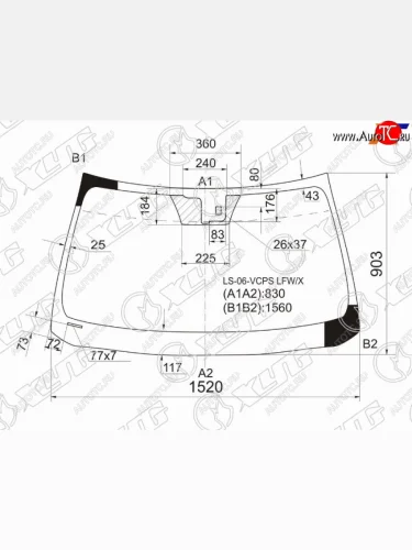 Стекло лобовое (Датчик дождя) XYG Lexus LS460 XF40 дорестайлинг (2006-2009)