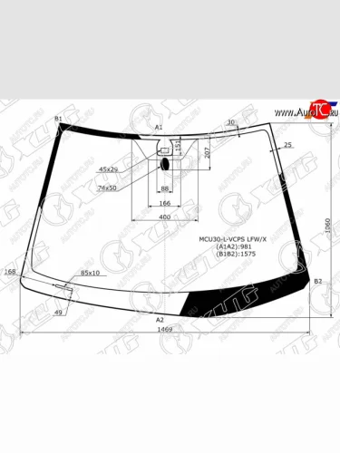 Стекло лобовое (Датчик дождя) XYG Lexus RX400H XU30 рестайлинг (2005-2009)