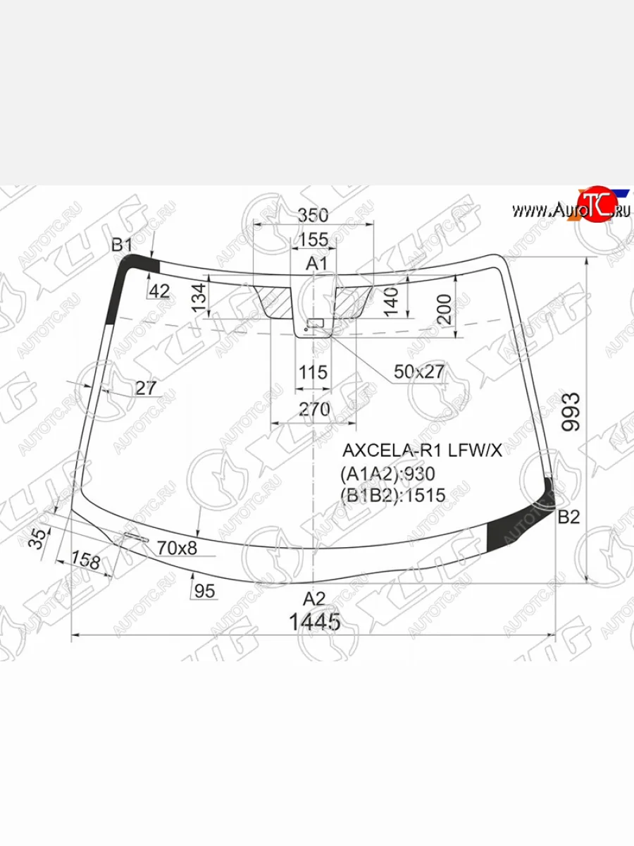 Стекло лобовое (Датчик дождя) XYG Mazda 3/Axela BK дорестайлинг, хэтчбэк (2003-2006)  с доставкой в г. Керчь
