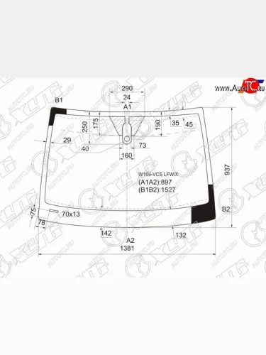 Стекло лобовое (Датчик дождя) XYG Mercedes-Benz A class W169 дорестайлинг, хэтчбэк 5 дв. (2005-2008)