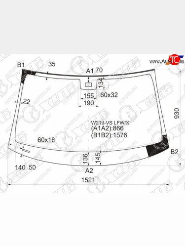 Стекло лобовое (Датчик дождя) XYG Mercedes-Benz CLS class  C219 (2004-2011)