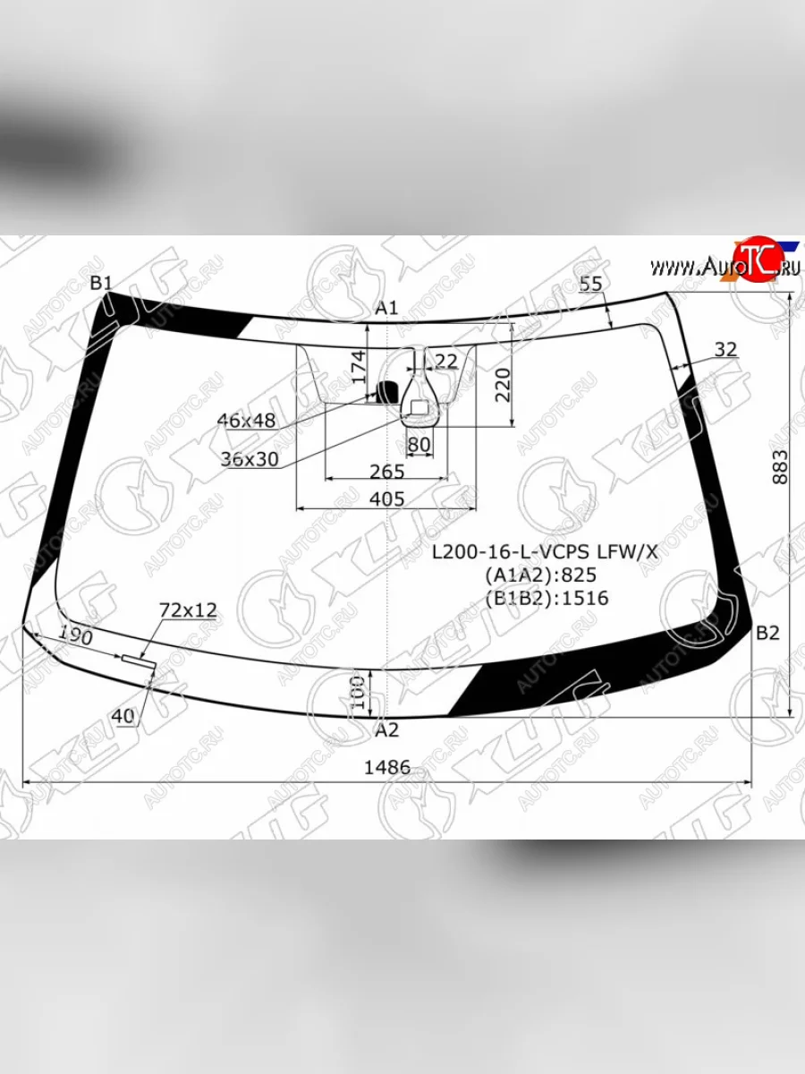 Стекло лобовое (Датчик дождя) XYG Mitsubishi L200 5 KK,KL рестайлинг (2018-2022)  в Керчи Республика Крым