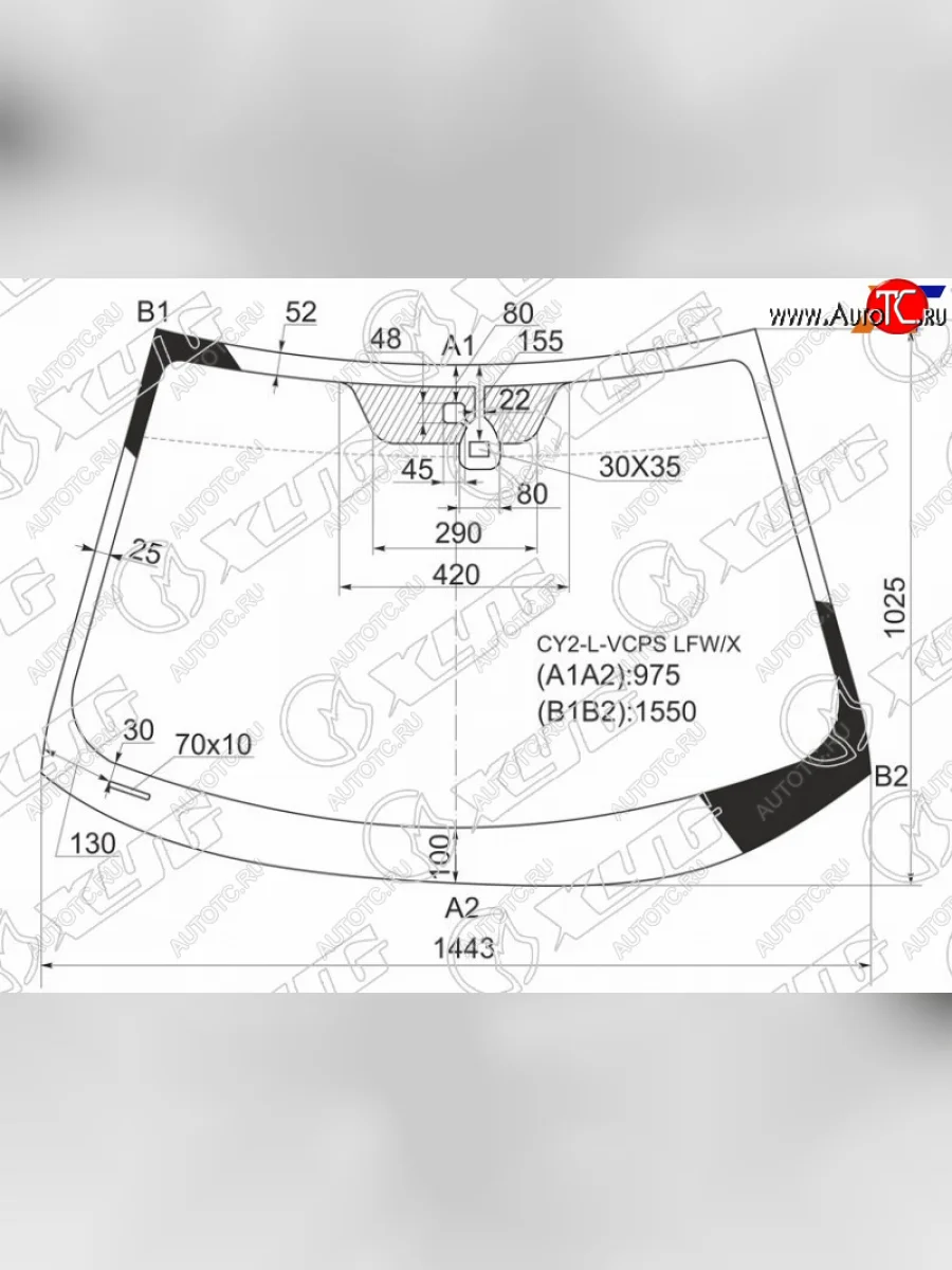 Стекло лобовое (Датчик дождя) XYG Mitsubishi Lancer 10 CY седан рестайлинг (2011-2017)  с доставкой в г. Пермь