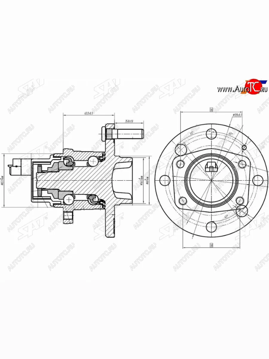 Ступичный узел задн. (с ABS) SAT Chevrolet Lacetti хэтчбек (2002-2013)  в Самаре Самарской области