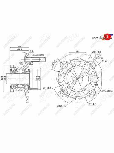 Ступичный узел задн. (с ABS) SAT Honda Accord ( 6 CF,  7 CL,  7 CM) - Tourneo  1 CF