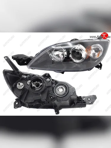 Фара левая (под электрокорректор, Евросвет) TYC Mazda 3/Axela BK дорестайлинг, хэтчбэк (2003-2006)