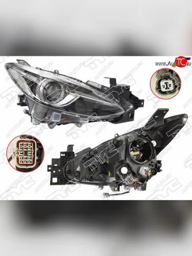 Фара правая (под ксенон, с корректором, Евросвет) TYC Mazda 3/Axela BM дорестайлинг, хэтчбэк (2013-2016)