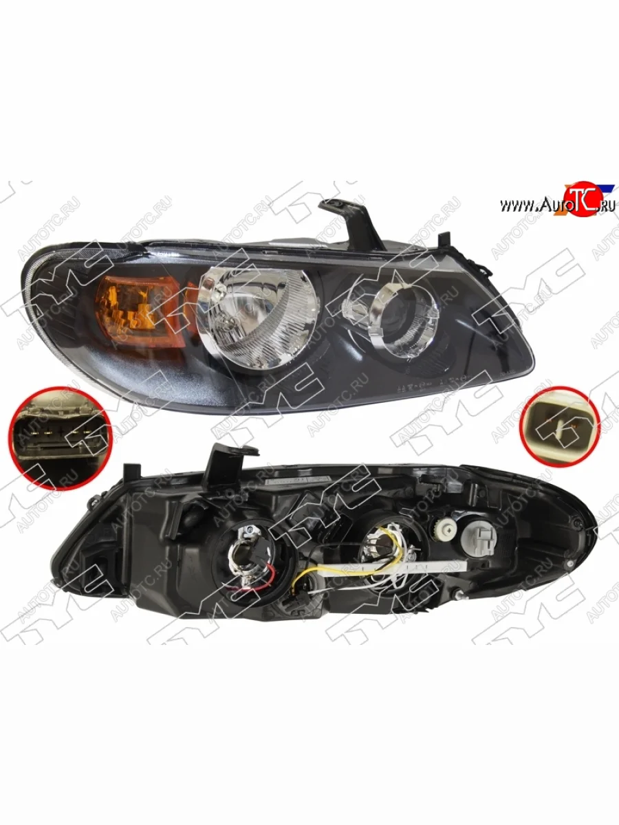 Фара правая (под эл. корректор, внутри черная) TYC  Nissan Almera (2002-2006) 2 N16  в Воронеже Воронежской области