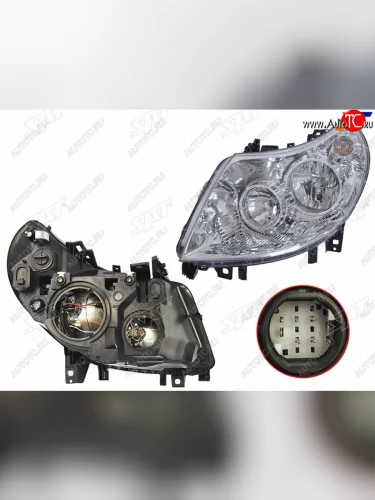 Фара левая (с электрокорректором, 8 контактов, белый разъем) SAT Peugeot Boxer  250 (2006-2014)