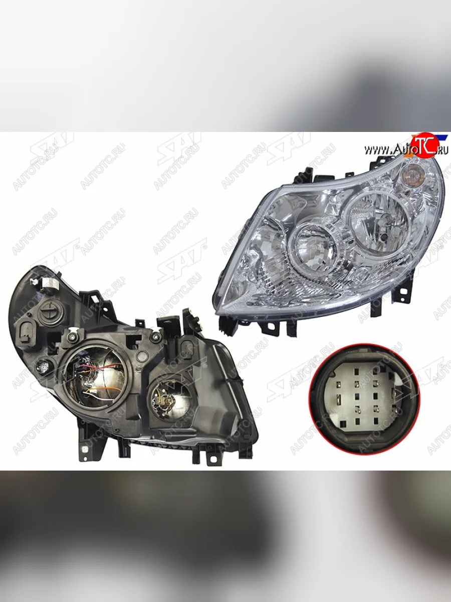 Фара левая (с электрокорректором, 8 контактов, белый разъем) SAT Peugeot Boxer 250 (2006-2014)  в Самаре Самарской области