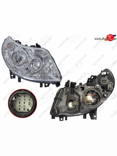 Фара правая (с электрокорректором, 8 контактов, белый разъем) SAT Peugeot Boxer  250 (2006-2014)