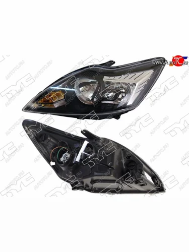 Фара левая (с электрокорректором, черная) TYC Ford Focus 2 хэтчбэк 3 дв. рестайлинг (2007-2011)
