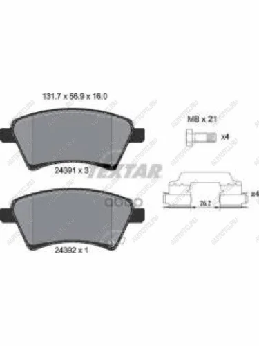 Колодки тормозные передние (4шт.) TEXTAR Suzuki SX4 YA21S,YB21S дорестайлинг, хэтчбэк (2006-2011)